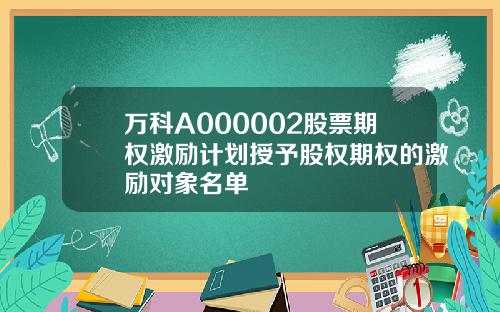 万科A000002股票期权激励计划授予股权期权的激励对象名单