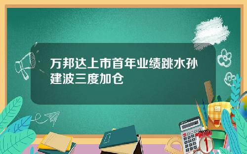 万邦达上市首年业绩跳水孙建波三度加仓