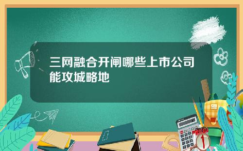 三网融合开闸哪些上市公司能攻城略地