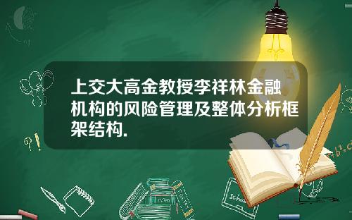 上交大高金教授李祥林金融机构的风险管理及整体分析框架结构.