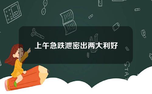 上午急跌泄密出两大利好