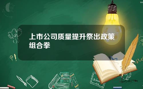 上市公司质量提升祭出政策组合拳