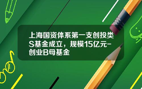 上海国资体系第一支创投类S基金成立，规模15亿元-创业B母基金