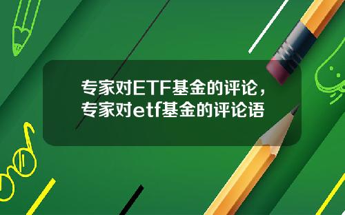 专家对ETF基金的评论，专家对etf基金的评论语