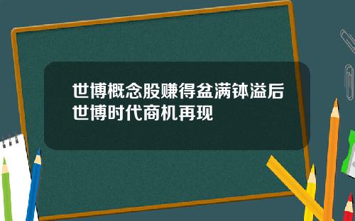 世博概念股赚得盆满钵溢后世博时代商机再现