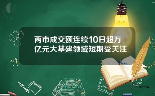 两市成交额连续10日超万亿元大基建领域短期受关注