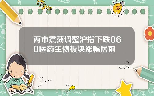 两市震荡调整沪指下跌060医药生物板块涨幅居前