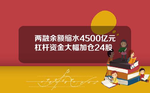 两融余额缩水4500亿元杠杆资金大幅加仓24股