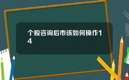 个股咨询后市该如何操作14