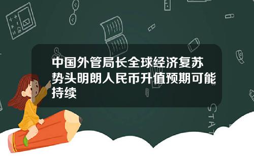 中国外管局长全球经济复苏势头明朗人民币升值预期可能持续