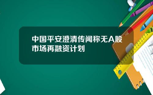 中国平安澄清传闻称无A股市场再融资计划