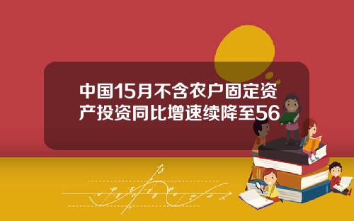 中国15月不含农户固定资产投资同比增速续降至56