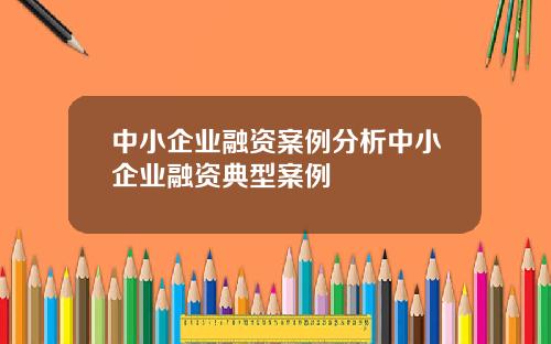 中小企业融资案例分析中小企业融资典型案例