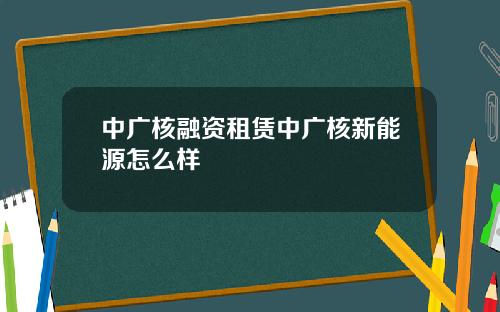 中广核融资租赁中广核新能源怎么样