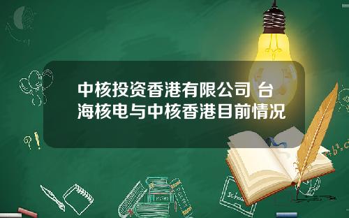 中核投资香港有限公司 台海核电与中核香港目前情况