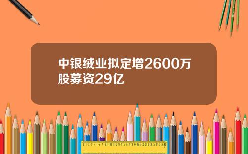 中银绒业拟定增2600万股募资29亿