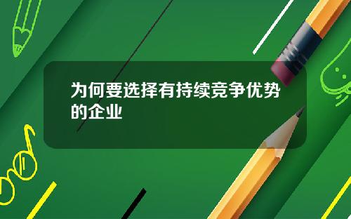 为何要选择有持续竞争优势的企业