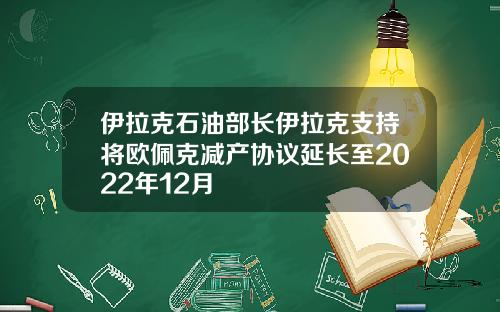 伊拉克石油部长伊拉克支持将欧佩克减产协议延长至2022年12月