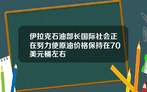 伊拉克石油部长国际社会正在努力使原油价格保持在70美元桶左右