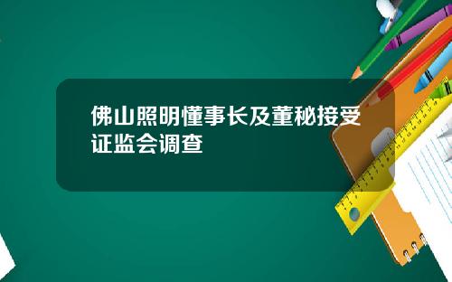 佛山照明懂事长及董秘接受证监会调查