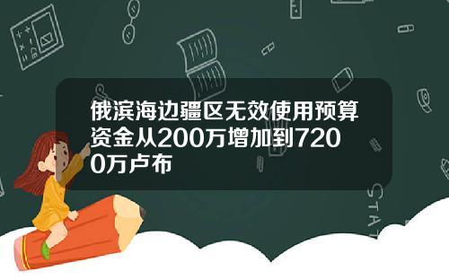 俄滨海边疆区无效使用预算资金从200万增加到7200万卢布