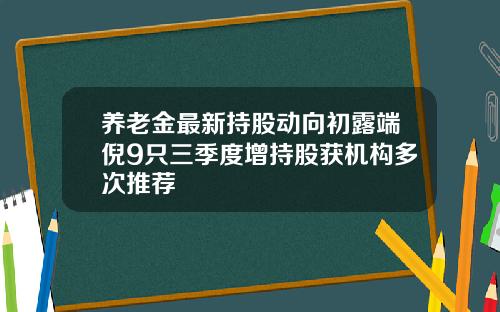 养老金最新持股动向初露端倪9只三季度增持股获机构多次推荐