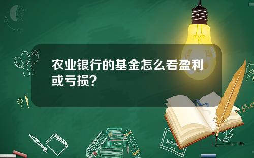 农业银行的基金怎么看盈利或亏损？