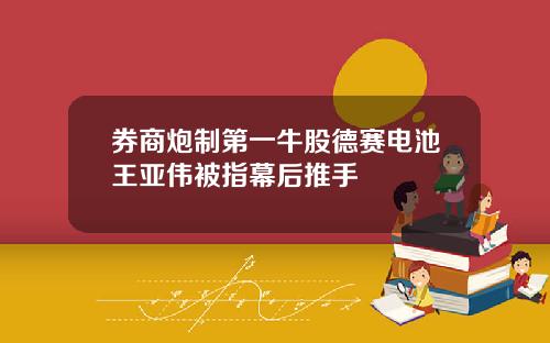 券商炮制第一牛股德赛电池王亚伟被指幕后推手