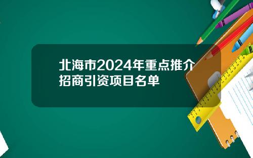 北海市2024年重点推介招商引资项目名单