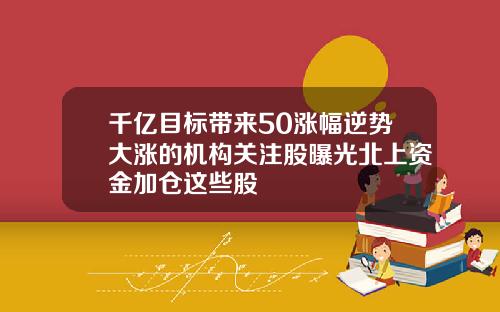 千亿目标带来50涨幅逆势大涨的机构关注股曝光北上资金加仓这些股