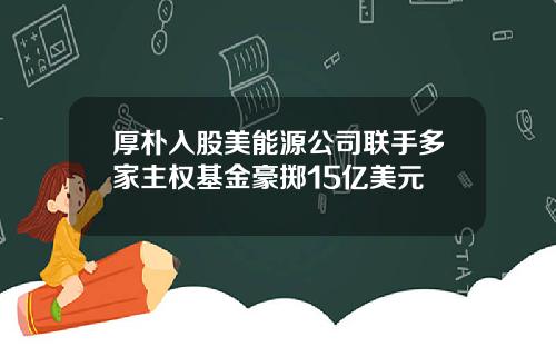 厚朴入股美能源公司联手多家主权基金豪掷15亿美元