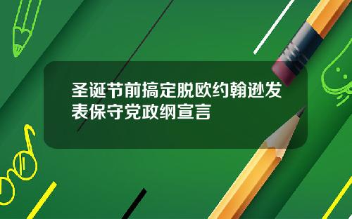 圣诞节前搞定脱欧约翰逊发表保守党政纲宣言