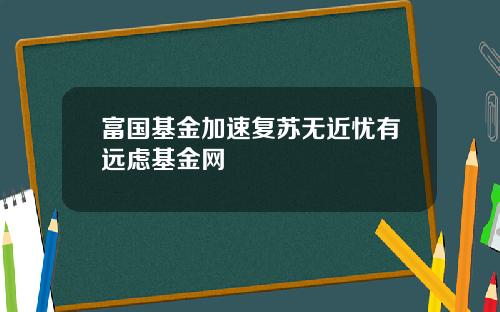 富国基金加速复苏无近忧有远虑基金网