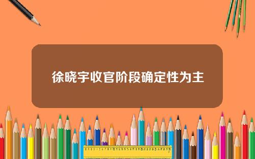 徐晓宇收官阶段确定性为主