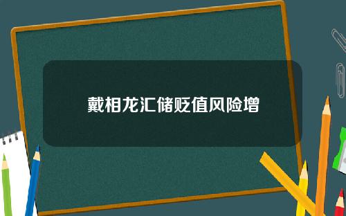 戴相龙汇储贬值风险增