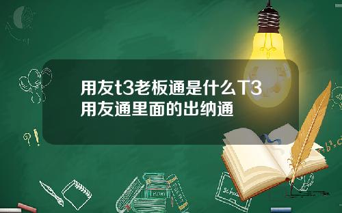 用友t3老板通是什么T3用友通里面的出纳通