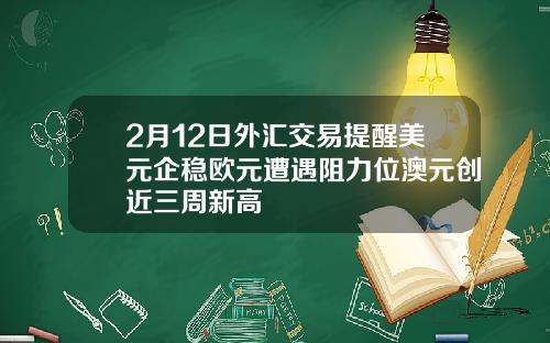 2月12日外汇交易提醒美元企稳欧元遭遇阻力位澳元创近三周新高