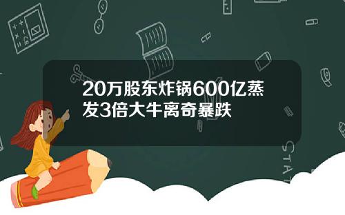 20万股东炸锅600亿蒸发3倍大牛离奇暴跌