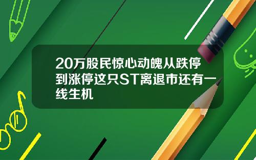 20万股民惊心动魄从跌停到涨停这只ST离退市还有一线生机