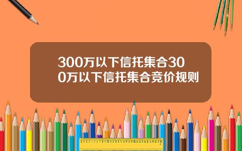 300万以下信托集合300万以下信托集合竞价规则