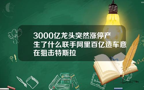 3000亿龙头突然涨停产生了什么联手阿里百亿造车意在狙击特斯拉