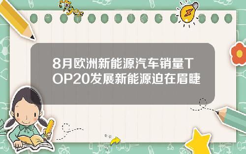 8月欧洲新能源汽车销量TOP20发展新能源迫在眉睫