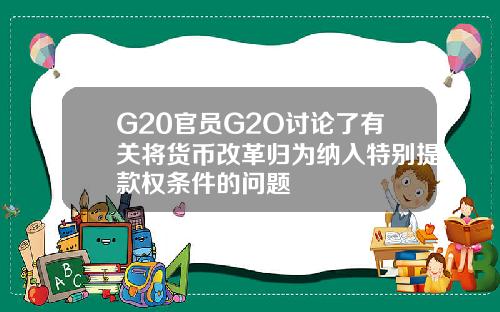 G20官员G2O讨论了有关将货币改革归为纳入特别提款权条件的问题