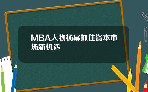 MBA人物杨幂抓住资本市场新机遇