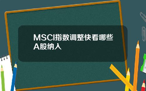 MSCI指数调整快看哪些A股纳入