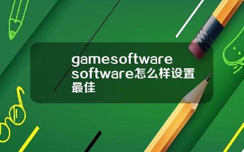 gamesoftwaresoftware怎么样设置最佳