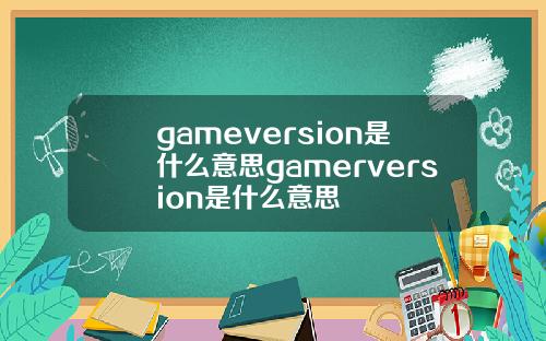 gameversion是什么意思gamerversion是什么意思