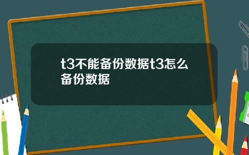 t3不能备份数据t3怎么备份数据