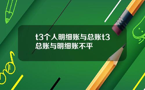 t3个人明细账与总账t3总账与明细账不平