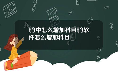 t3中怎么增加科目t3软件怎么增加科目